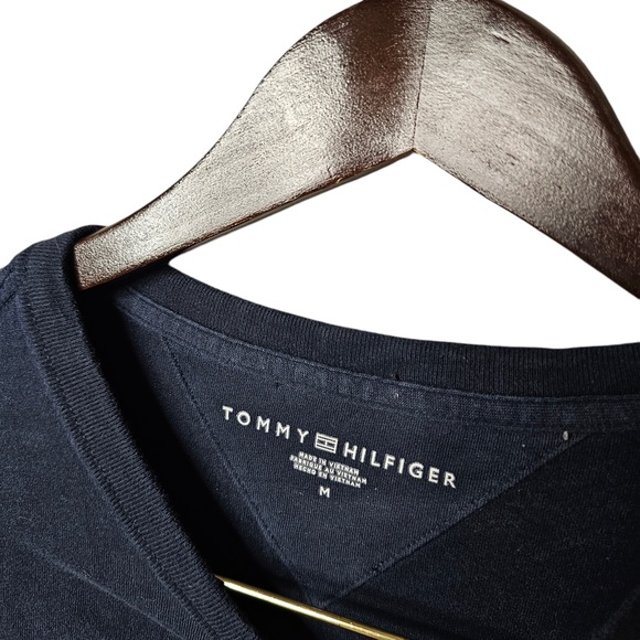 Tommy Hilfiger Embroidered Logo Navy Crewneck Long Sleeve Shirt - Picture 4 of 6